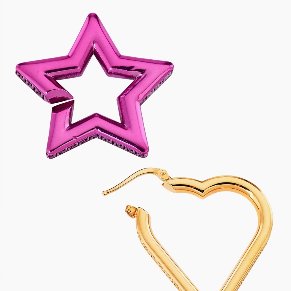 Versace Goldtone Star & Heart Drop Earrings